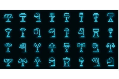 Torchere icons set vector neon