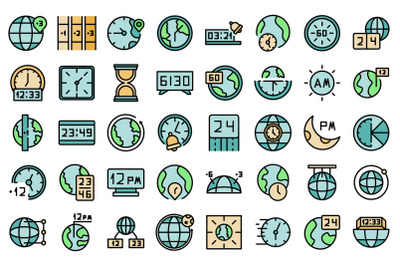 Time zones icons set vector flat