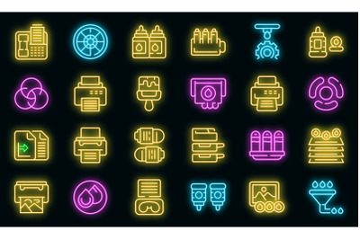 Cartridge filling icons set vector neon