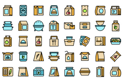 Snack pack icons set vector flat