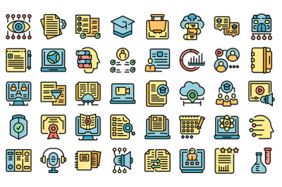 Learning management system icons set vector flat