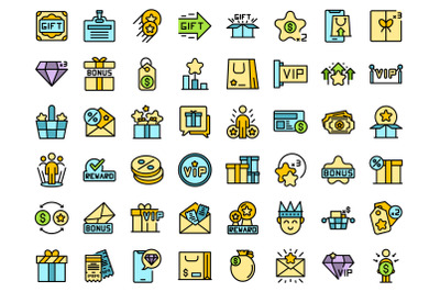 Customer loyalty program icons set vector flat