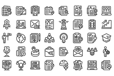 Vacancy icons set outline vector. Job cv