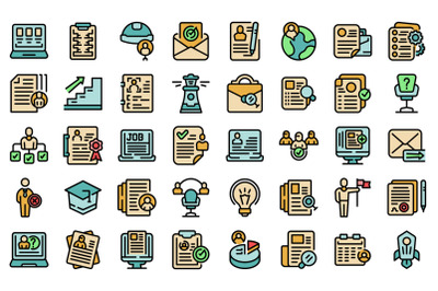 Vacancy icons set vector flat