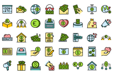 Fundraising icons set vector flat