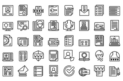 Registration icons set outline vector. Account create