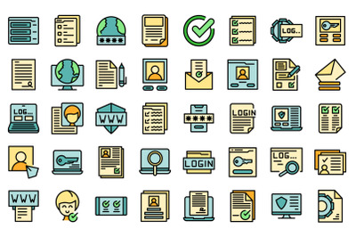 Registration icons set vector flat