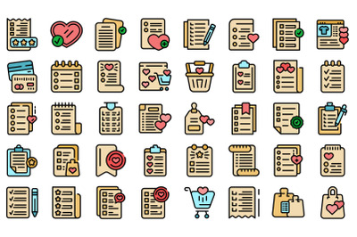 Wishlist icons set vector flat