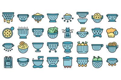 Colander icons set vector flat