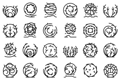 Tumbleweed icons set outline vector. Western dead