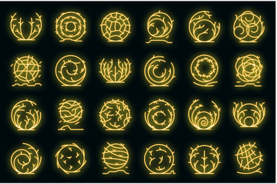 Tumbleweed icons set vector neon