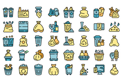 Bag for trash icons set vector flat