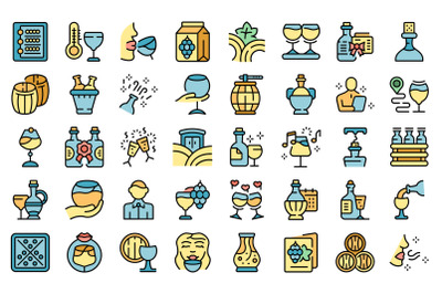 Sommelier party icons set vector flat