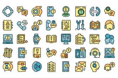 Support chat icons set vector flat