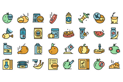 Food contamination icons set vector flat