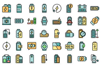 Battery charge icons set vector flat