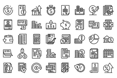 Payment terms icons set outline vector. Card credit