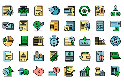 Payment terms icons set vector flat