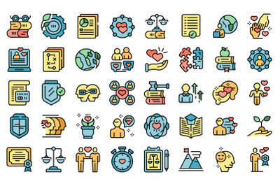 Social responsibility icons set vector flat