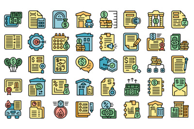 Collateral icons set vector flat