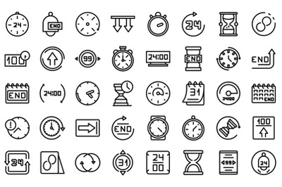 Duration icons set outline vector. Future past