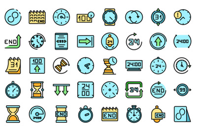 Duration icons set vector flat