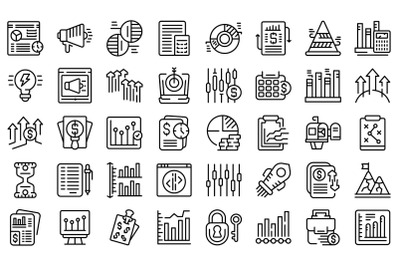 Business trend icons set outline vector. Web site