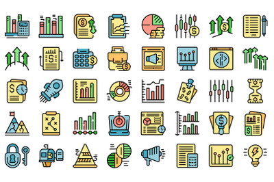 Business trend icons set vector flat