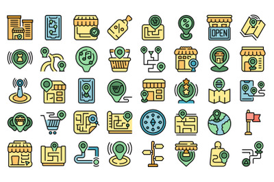 Store locator icons set vector flat