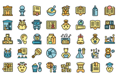 Early educations icons set vector flat