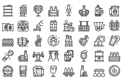 Brewery icons set outline vector. Beer alcohol