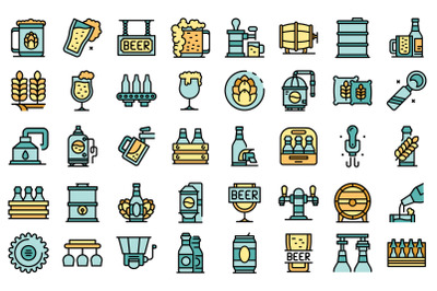 Brewery icons set vector flat