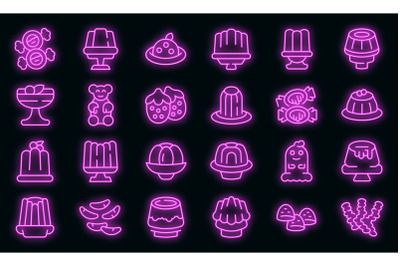 Jelly icons set vector neon