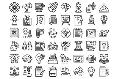 Business idea icons set outline vector. Goal startup