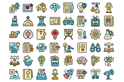 Business idea icons set vector flat