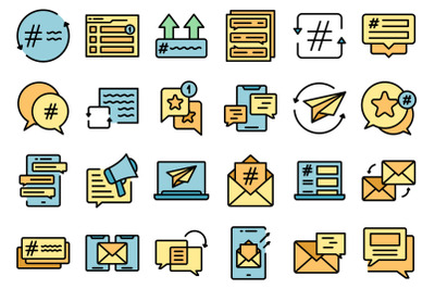 Cross-posting icons set vector flat