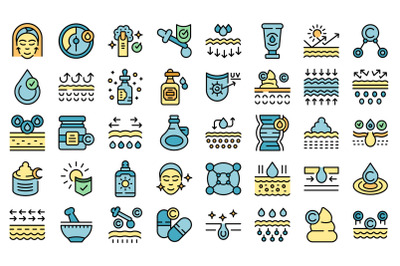 Collagen icons set vector flat