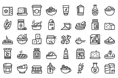 Food substitutes icons set outline vector. Sweetener alternative