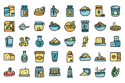 Food substitutes icons set vector flat