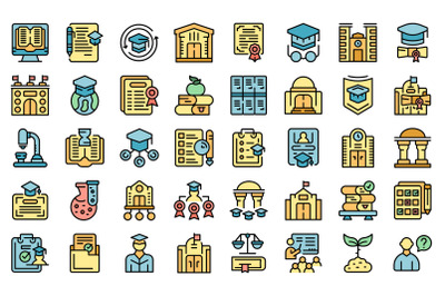 University department icons set vector flat