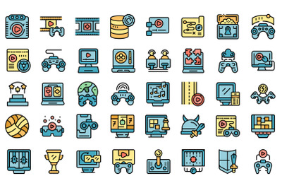 Gameplay icons set vector flat