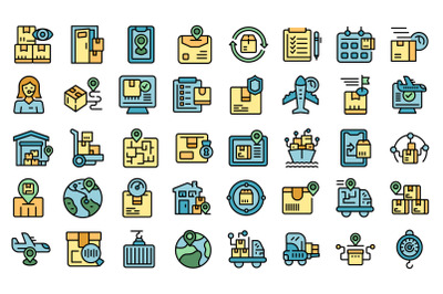 Parcel tracking icons set vector flat