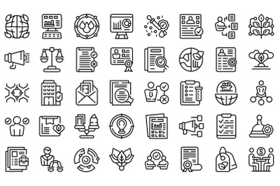 Fair trade icons set outline vector. Fair product