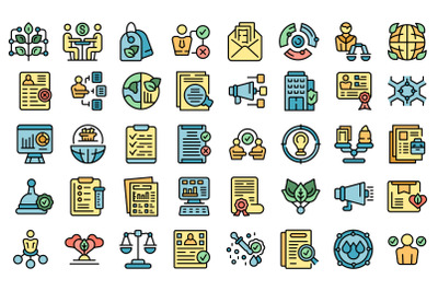 Fair trade icons set vector flat