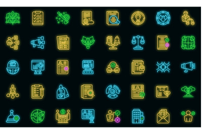 Fair trade icons set vector neon