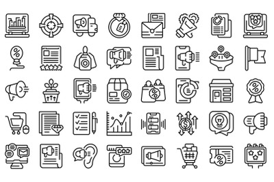 Promotion icons set outline vector. Price sale