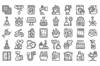 Household occupations icons set outline vector. Clean surface