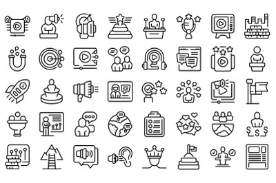 Key opinion leader icons set outline vector. Key strategy