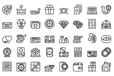 Sweepstake icons set outline vector. Chance activity