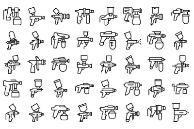 Paint sprayer icons set outline vector. Wrap coating